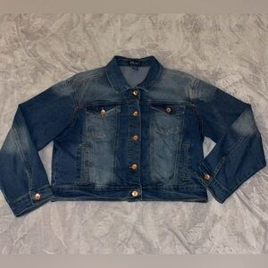 Classic Denim Blue Jean Jacket, Crop Top